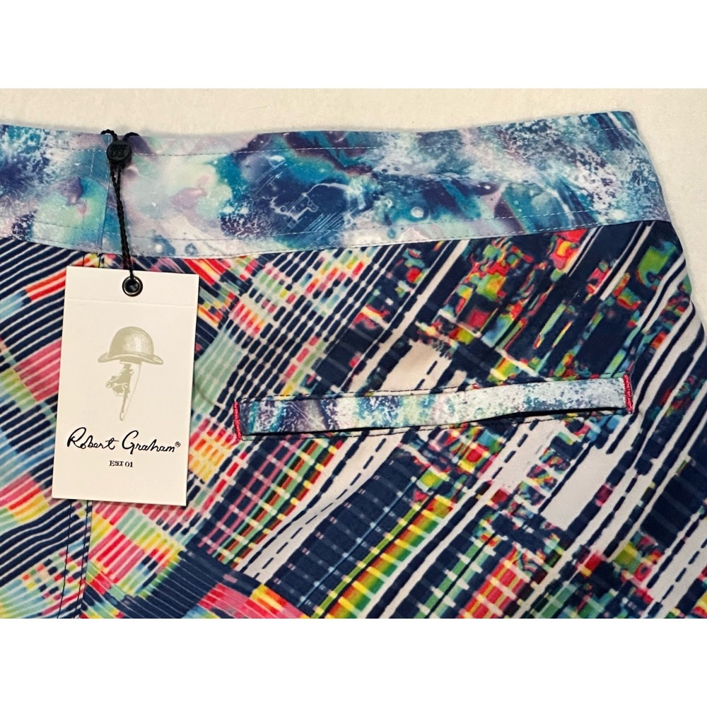 NWT $168 Robert Graham Swim Trunks Board Shorts Multicolor Men Classic Fit Sz 32 - Picture 5 of 7